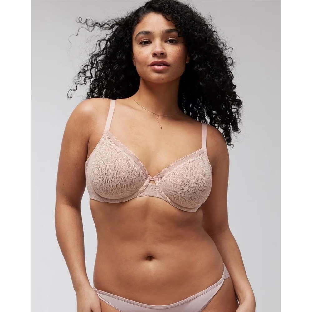 Soma Unlined Lace Perfect Coverage Bra Hush Pink 38DD New With Tags